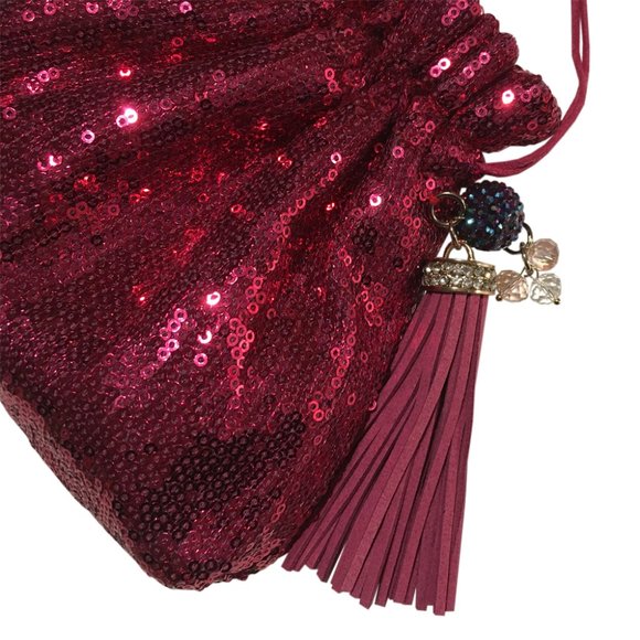 Sequin Pouch Bag with Matching Tassel - Picture 2 of 4